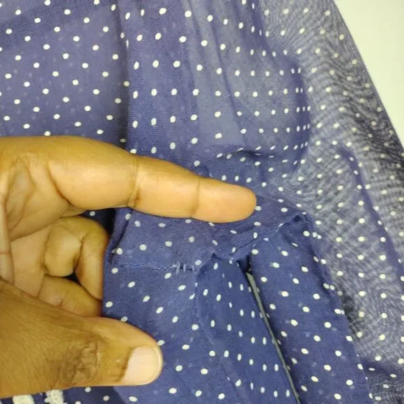 Union Made Vtg 1970s Polka Dot Semi Sheer Dress Sz 7 Prairie Square Dance Retro